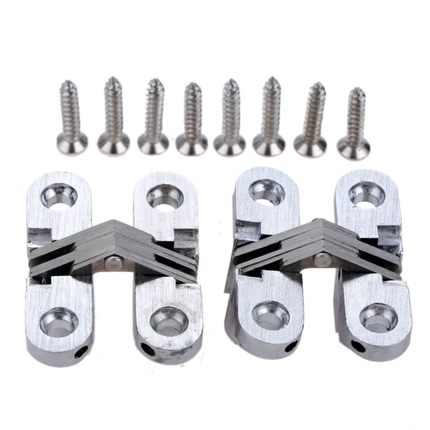 2pcs 304 bisagras ocultas de acero inoxidable invisible de la puerta plegable oculta for el hardware de muebles de la cocina con tornillos
