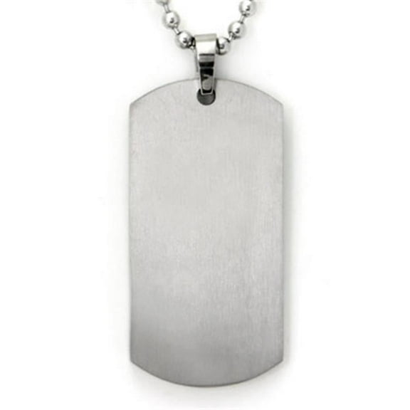 Titanium Kay Titanium Engravable Brushed Finish Dog Tag Pendant with 24" Bead Chain (L)