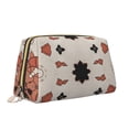 thumbnail image 2 of Large Clutch Leather Makeup Bag, Retro Abstract Geometry Travel Toiletries Bag, Ladies Cosmetic Storage Bag, 2 of 8