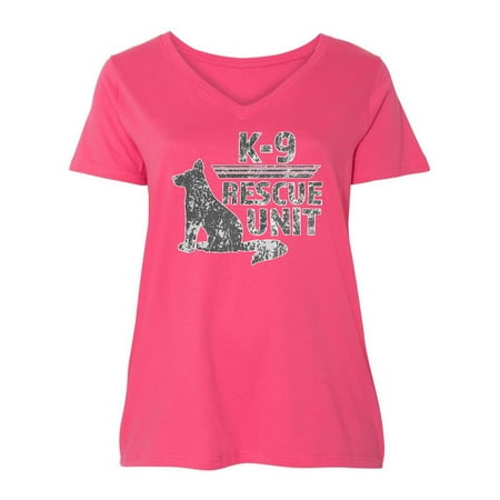 German Shepard K-9 Rescue Unit Women's Plus Size V-Neck