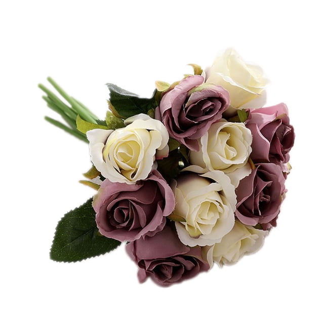 Rosa Sosteniendo Flores Ramo Novia Accesorios de Fotografía de Boda Flores Falsas Artificiales 12 Piezas seitruly JJ19843-09