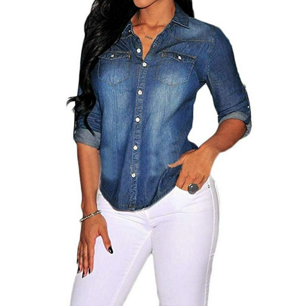 blue jean shirts plus size