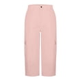 thumbnail image 6 of Tdoqot Womens Capris with Pockets- Elastic Waist Stretch Baggy Casual Summer Cargo Pants Pink Size XL, 6 of 7