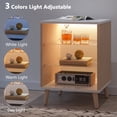 thumbnail image 6 of Glavbiku Modern LED Nightstand Set of 2 with 3 Glass Shelves,3 Color Light for Bedroom Natural Adult, 6 of 10