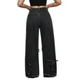 thumbnail image 4 of Ruyang Girls Baggy Ripped Jeans Cute Y2K Star Graphic Wide Leg Jeans Elastic Waist Denim Pants Teens Casual Pull On Trousers, 4 of 4