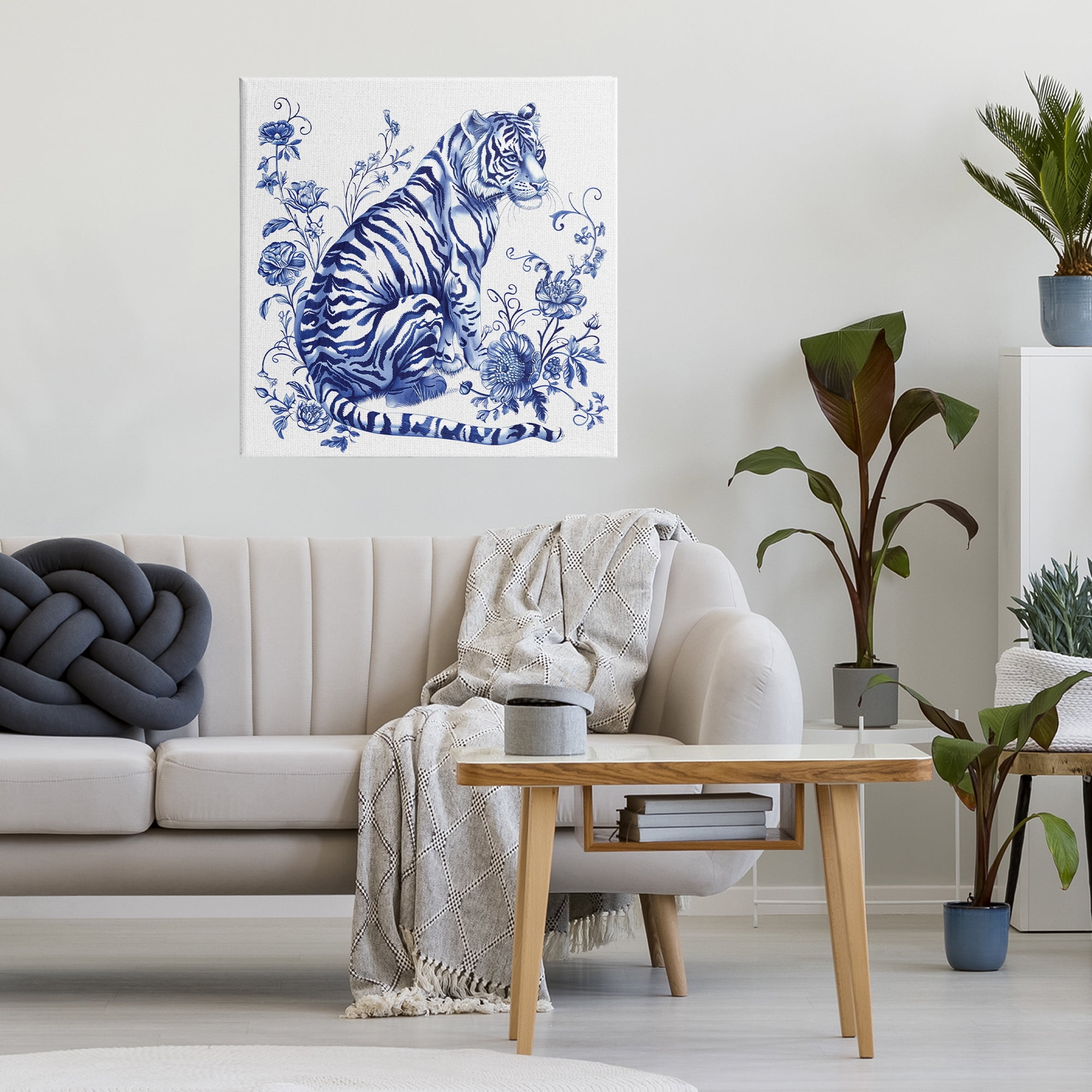 Traditional Ornate Floral Tiger Canvas Wall Art, design by Lettered and Lined