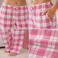 thumbnail image 5 of MLDRA Womens Pajama Pants Cotton Flannel Plaid Pants for Women Lounge Pants Women Soft PJ Pants Women Fall Pink, 5 of 8