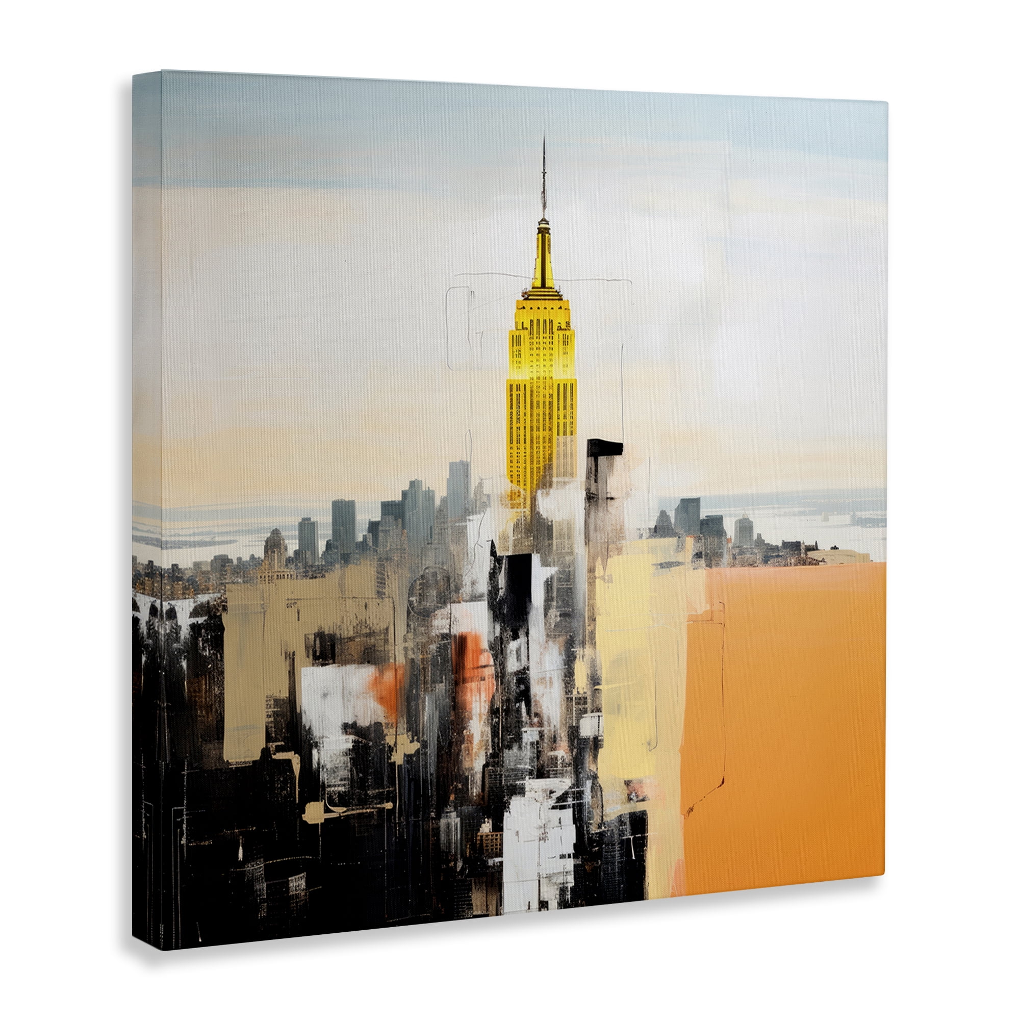 Stupell Industries Abstract Cityscape Tower Scenic & Cityscapes Painting Wrapped Canvas Art Print Wall Art, 17 x 17