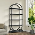 thumbnail image 6 of Casendy 72.83" Tall Arched Bookshelf, 5 Tier Bookcase Metal Frame Book Shelf Display Storage Shelves for Living Room, Home Office, Black (11.02"L x 40.94" W x 72.83 "H), 6 of 7
