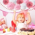 thumbnail image 2 of Juego de decoraciones para fiesta de cumpleaños de oro rosa, pancarta de feliz cumpleaños con purpurina de oro rosa, pompón de papel de seda, guirnalda de puntos circulares y guirnalda de borlas para, 2 of 5