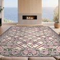 thumbnail image 2 of Design&I 8'x10' Washable Area Rug Snag-Free Coquette Vintage Rosette Border Ribbon Lattice Delicate Pink Flowing Dynamic for Dining Room, Large Office, Lounge, 2 of 7