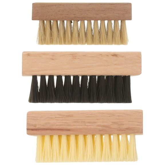 3 pcs Wooden Handle Shoe Brush Portable Shoe Cleaning Brush Small Shoe Scrub Brush