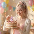 thumbnail image 6 of Cartoon Number Birthday Candle Pink Cake Topper for Anniversary Celebration Creative Party Decor Number 0, 6 of 6