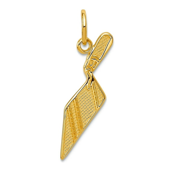 14k Yellow Gold Solid Brick Trowel Charm 25x15mm Wide Pendant Necklace for Women - .6 Grams