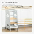 thumbnail image 4 of HOMCOM Toddler Tower Kitchen Helper with 3-Level Adjustable Height, Heavy-Duty Kids Step Stool with Safety Rail, Grey, 4 of 9