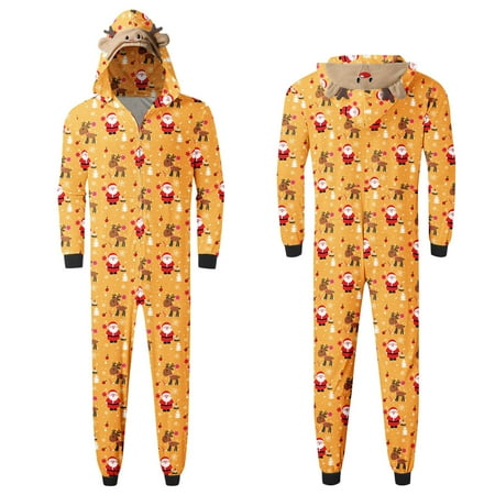 

NECHOLOGY And Checke Pajamas Family Daddy Jumpsuit For Christmas Family Matching Pajamas Cute Family Pajamas Pants Plaid Suit Yellow Small