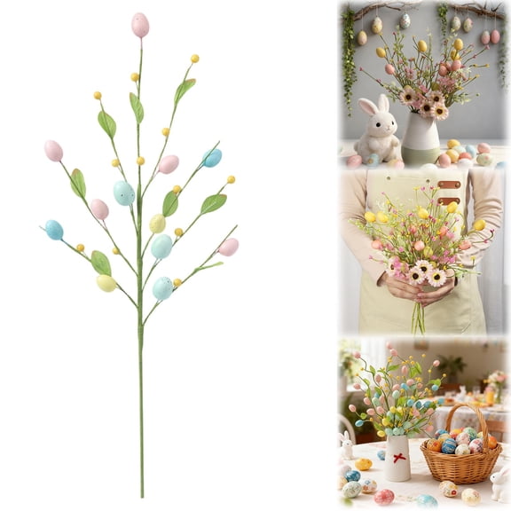 Easter Egg Flower Picks Artificial Spring Floral Stems Table Centerpiece for Vase Mantel Decor and Festive Indoor Home Decoration