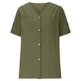thumbnail image 5 of Sevevn Cardigan Sweaters for Women Ladies' Casual Solid Color And Linen V-neck Chest Pocket Button Cardigan Short Sleeved Blouse End of Year Clearance Army Green XL, 5 of 5