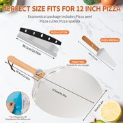 12 x 14 Inch Aluminum Pizza Peel,Metal Pizza Spatula Set with Foldable Wooden Handle, Pizza Rocker Cutter, Pizza Server