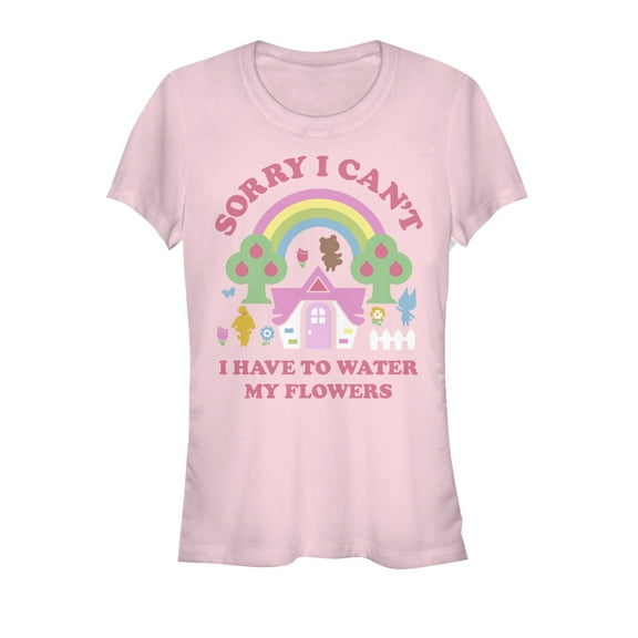 Junior's Nintendo Animal Crossing Water My Flowers Graphic Tee Light Pink X Large