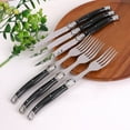 Set Of 6 Stainless Steel Steak Knives And Forks Full Tang Laguiole Steel Cutlery Dinner Set With