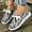 Gray, variant on YOUYEDIAN Loafers for Women Versatile Round Toe Patchwork Print Fashion Slip On Comfy Lace-up Design Flats Casual Platform Outdoor Walking Shoes