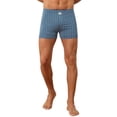 thumbnail image 4 of INSPIRE CHIC Men's Plaid Mid-Waisted Lightweight Breathable Knitted Boxer Shorts 3 Packs 34 1 Black 1 Dark Blue 1 Blue, 4 of 5