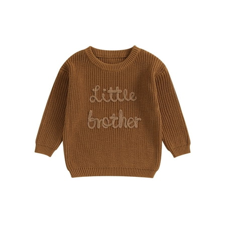 

Baby Boys Sweater Letter Embroidery Crew Neck Long Sleeve Pullovers