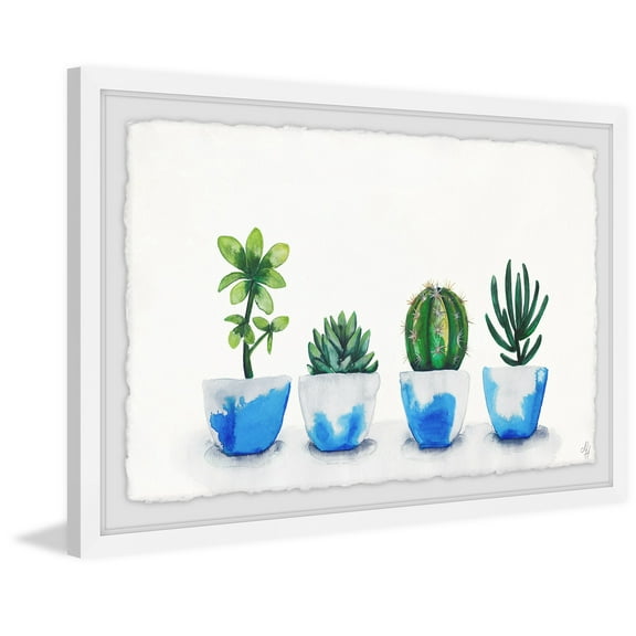 Touch Of Blue Pots Framed Painting Art Print, 12.00" x 1.50"