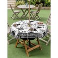 thumbnail image 4 of Outdoor Tablecloths with Umbrella Hole & Zipper, Black Floral Round Tablecloth 54 Inch, Retro Flowers Leaves Farmhouse Greek Key Waterproof Table Cloth, Patio/Pool/Picnic Table Covers, 4 of 8