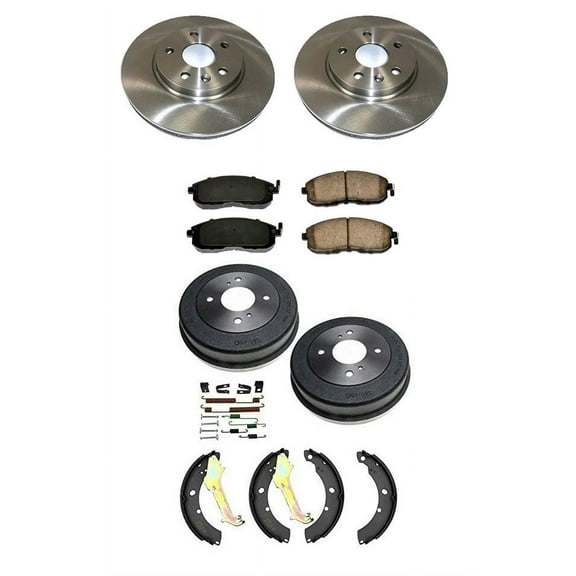 Fits 93-98 Altima Ft Brake Disc Rotors Ceramic Pads Drum Brake Shoes Springs 7Pc