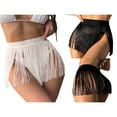 thumbnail image 3 of Femmes Maillots de Bain Bikini Cover Up Pompon Solide Taille Haute Été Plage Mini-Jupe, 3 of 6