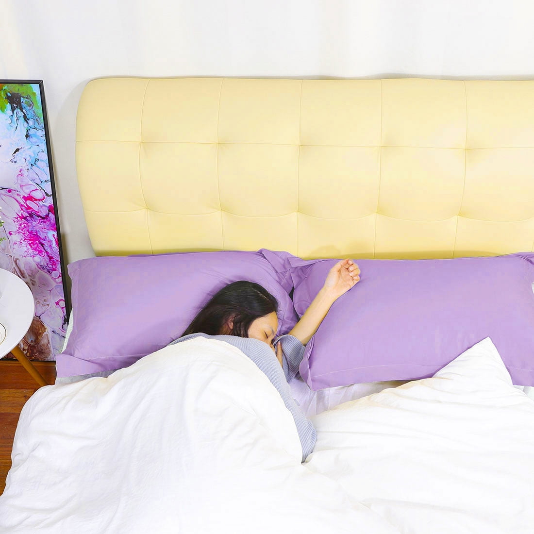 Unique Bargains Pillowcases Soft Microfiber Pillow Shams Set of 2 Standard Lavender