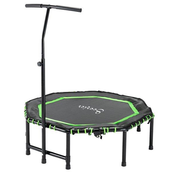 Soozier 48" Silent Mini Trampoline with Adjustable Handle Bar Green