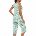 thumbnail image 2 of Cmfcve Summer Capri Pajama Sets for Women 2 Piece Soft Cute Pjs Outfit Round Neck Sleeveless Lounge Set, 2 of 5