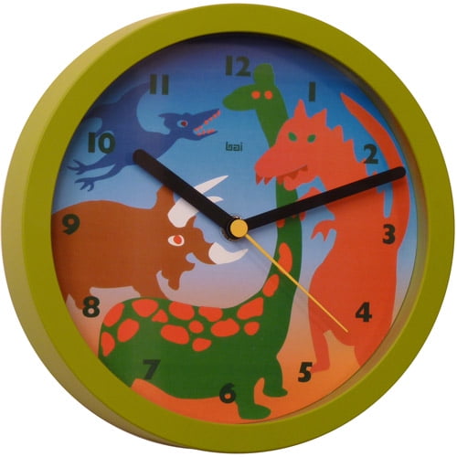 Easy Time Kids 3D Wall Clock Gray Dinosaur