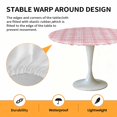 thumbnail image 2 of Elastic Fitted Round Tablecloth, Pink Plaid Waterproof Stretch Table Cover for 36"-44" Tables, Modern Art Checkered Farmhouse Washable Outdoor Tablecloths for Patio, Picnic, Camping, 2 of 9