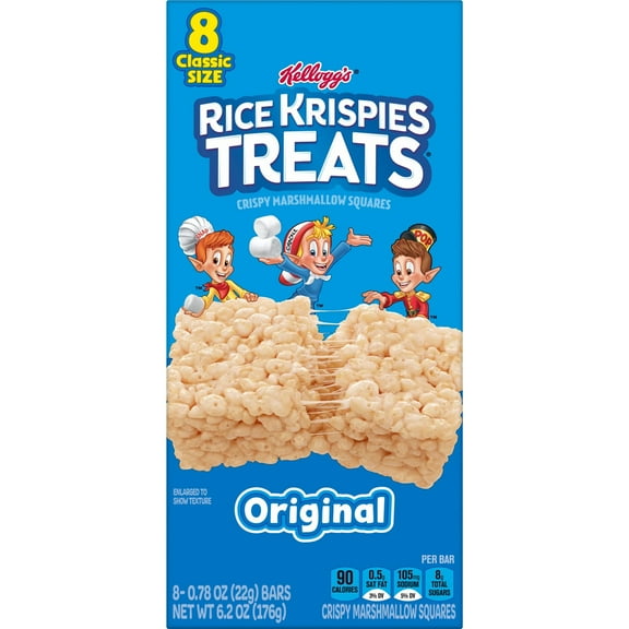 Pack of 2 Rice Krispies Treats Original Crispy Marshmallow Squares, 6.2 oz, 8 ct (Package May Vary)
