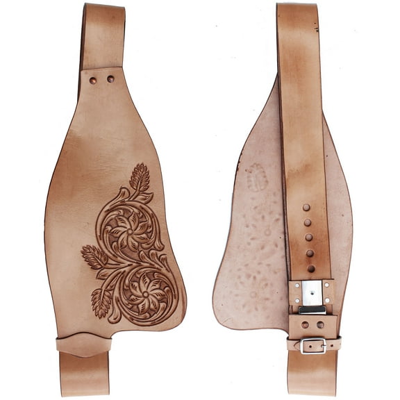 Horse Western Adult Tooled Tan Leather Replacement Saddle Fenders Pair 5224TN
