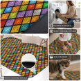 thumbnail image 3 of Door Mat 31.5"x47.2", Colorful Rhombic Non Slip Backing & Low Profile Area Rugs for Entryway Hallway, Absorbent Soft Floor Mat Small Carpet for Living Room Abstract Geometric Art Vintage Rustic, 3 of 8