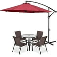 thumbnail image 1 of 10FT Patio Offset Umbrella, Hanging Cantilever Umbrella with Cross Base and Crank, 8 Ribs Outdoor Market Umbrella for Backyard, Deck, 1 of 8
