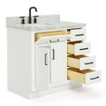 thumbnail image 4 of Ariel Hepburn 37 In. Left Offset Rectangle Sink Vanity With 1.5 In. Carrara White Countertop In White, 4 of 9