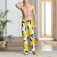 thumbnail image 5 of Uemuo Tropical Lemon Pattern Men's Wide Leg Palazzo Lounge Pants with Pockets Light Weight Loose Comfy Casual Pajama Pants-Medium, 5 of 9
