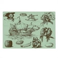 thumbnail image 2 of Nautical Cutting Board, Merchant Ship Banana Monkey Parrot Boat Historical Sketch Style Art, Decorative Tempered Glass Cutting and Serving Board, Large Size, Pale Yellow Brown, by Ambesonne, 2 of 5