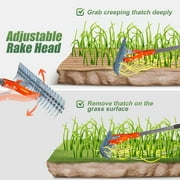 Walensee 15-Inch Lawn Thatching Rake, Robust Dethatcher Rake, Efficient Thatch Rake with Back Saving Handle, Versatile Grass Grooming Rake for Cleaning Dead Grass, Yard Garden Durable Thatch Rake