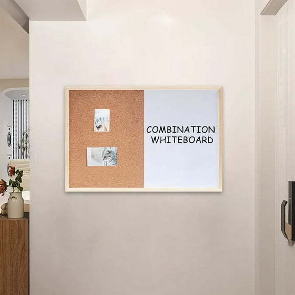 15.75"×11.81"×0.78" White Board & Cork Combo for Wall, Magnetic Double-Sided Dry Erase Combination Hanging Whiteboard Planning, Memo, School, Home, Office