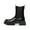 BLACK, variant on BURUDANI Women Mid-Calf Chunky Platform Chelsea Combat Boots Lug-Sole Slip-On Ankle Booties