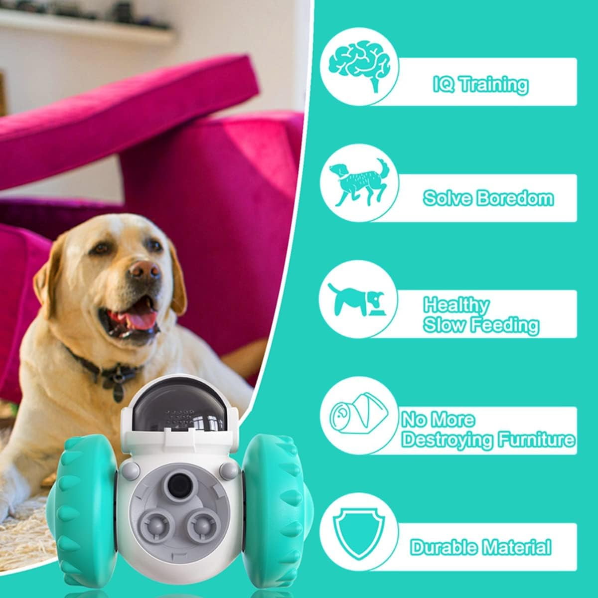 aleko) Pet 2 In 1 Dog Treat Dispensing Toy With Puzzle Feeder Interactive Treat  Dispenser For Mental Exercise For Puppy Small Medium And Large Dogs
