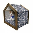 thumbnail image 1 of Victorian Pet House, Vintage Romantic Rose and Magnolia Bouquet with Twigs on Dark Backdrop, Outdoor & Indoor Portable Dog Kennel with Pillow and Cover, 5 Sizes, Dark Blue Pale Pink, by Ambesonne, 1 of 5