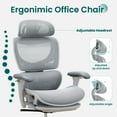thumbnail image 4 of Ergonomic Office Chair - High Back Mesh with Adjustable Arms, Footrest, Lumbar Support and Tilt Lock for Home Office and Workspace, Grey, 4 of 10